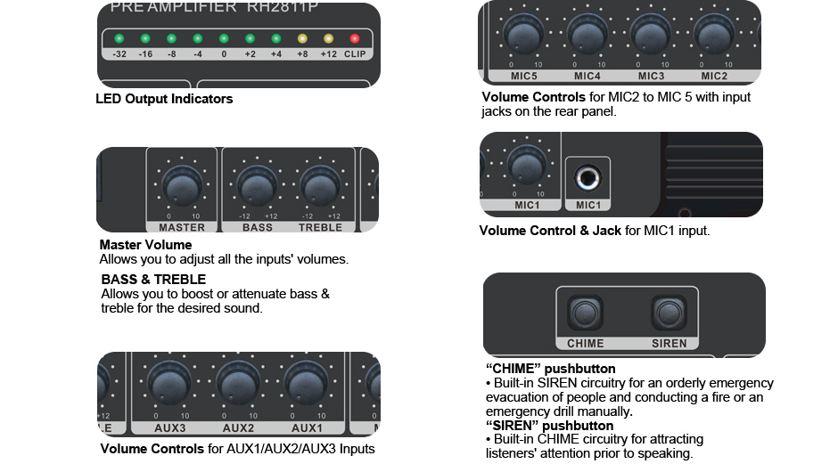 RH-AUDIO Pre Amplifier front details