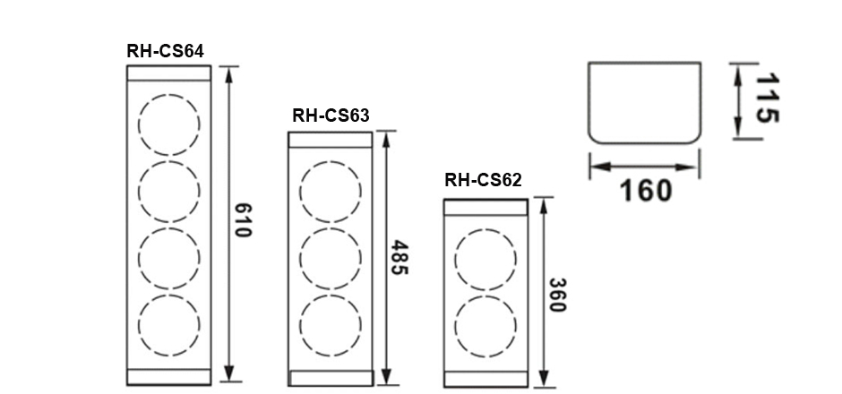 RH-AUDIO Indoor Column BGM Speaker RH-CS6 Series Size